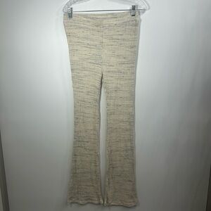 Monrow Marled Ribbed Cotton Blend Flared Pants size large. NWT.Cream color